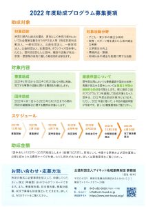 アイネット地域振興財団／2022助成プログラム募集