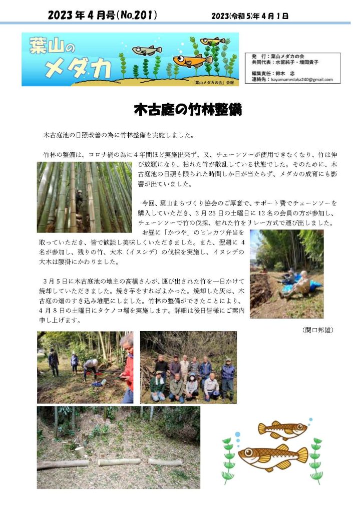 「葉山メダカの会」会報4月号/NO.201